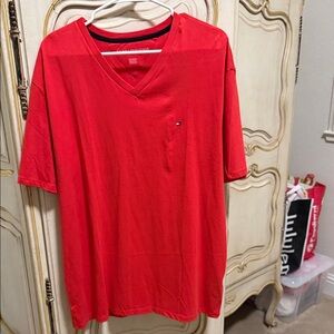 Tommy Hilfiger Men's Bright Red V-Neck Tee